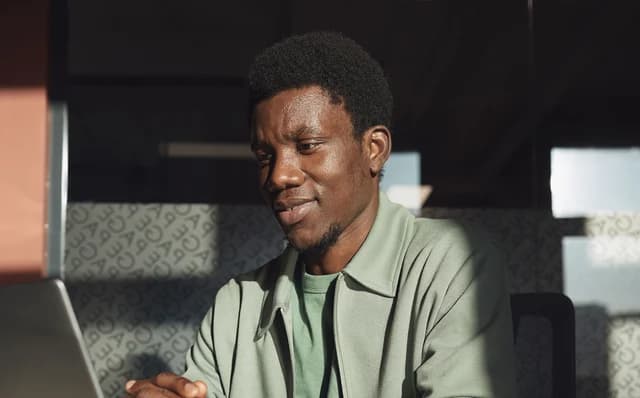 A candidate speaking during a video interview